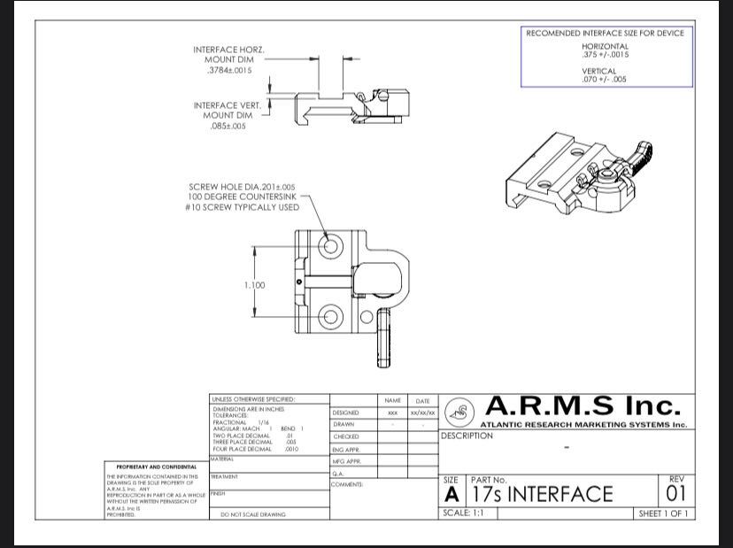 A.R.M.S.® #17®S Throw Lever® Mount
